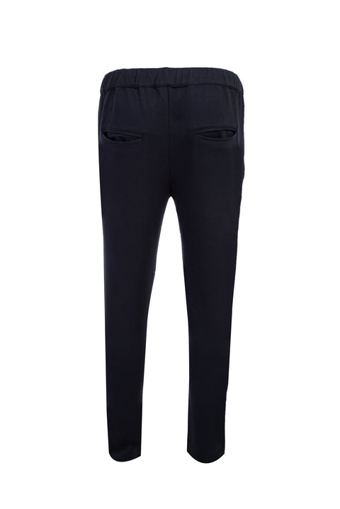 Orta Lacivert Slim Fit Dar Kesim Beli Lastikli İpli Jogger Pantolon