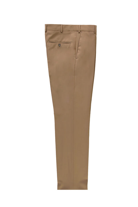 Açık Kahve 7 Drop Slim Fit Dar Kesim Yünlü Klasik Kumaş Pantolon
