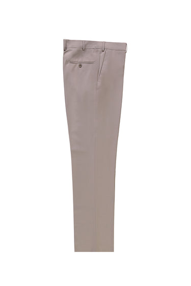 Orta Bej Relaxed Fit Rahat Kesim Yünlü Klasik Kumaş Pantolon