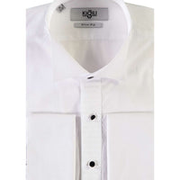 White Stand Collar Slim Fit Narrow Cut Cotton Shirt