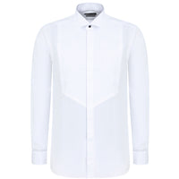 White Stand Collar Slim Fit Narrow Cut Cotton Shirt