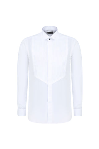 Beyaz Ata Yaka Slim Fit Dar Kesim Pamuk Gömlek