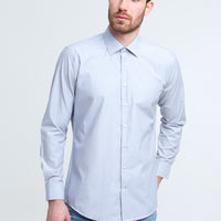 Koyu Mavi Uzun Kol Slim Fit Dar Kesim Desenli Gömlek