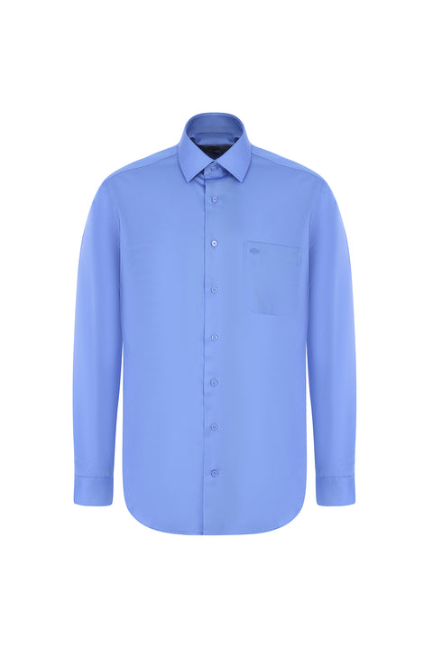Aqua Blue Long Sleeve Non-Iron Classic Cotton Shirt