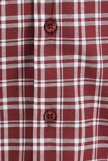 Koyu Bordo Uzun Kol Regular Fit Ekose Spor Gömlek