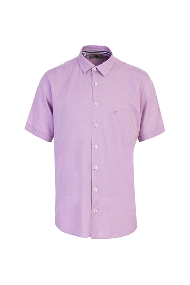 Lila Kısa Kol Regular Fit Pamuk Gömlek