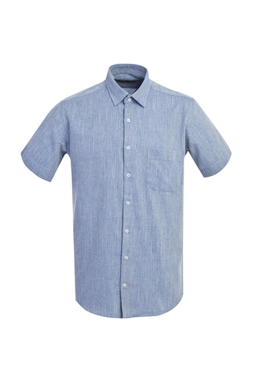 Koyu Mavi  Kısa Kol Regular Fit Desenli Gömlek