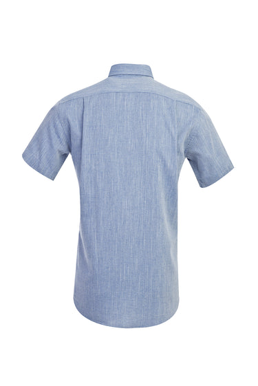 Koyu Mavi  Kısa Kol Regular Fit Desenli Gömlek