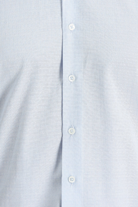 Blue Long Sleeve Slim Fit Patterned Shirt