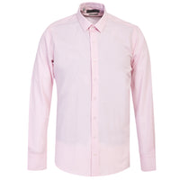 Orta Pembe Uzun Kol Slim Fit Dar Kesim Desenli Gömlek