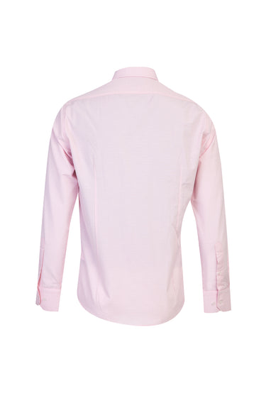 Orta Pembe Uzun Kol Slim Fit Dar Kesim Desenli Gömlek