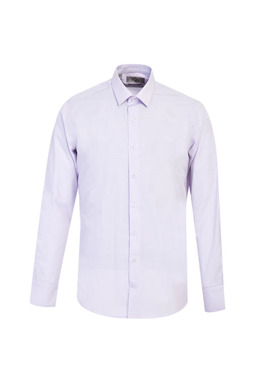 Lila Uzun Kol Slim Fit Dar Kesim Desenli Gömlek