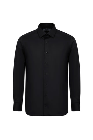 Siyah Uzun Kol Slim Fit Dar Kesim Non Iron Klasik Gömlek