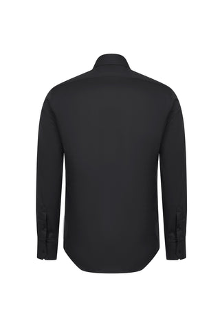 Siyah Uzun Kol Slim Fit Dar Kesim Non Iron Klasik Gömlek
