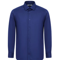 Orta Lacivert Uzun Kol Slim Fit Dar Kesim Non Iron Klasik Gömlek