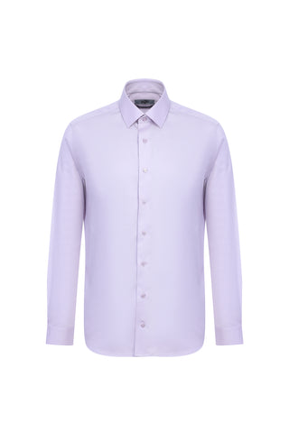 Lila Uzun Kol Slim Fit Dar Kesim Non Iron Saten Klasik Pamuklu Gömlek