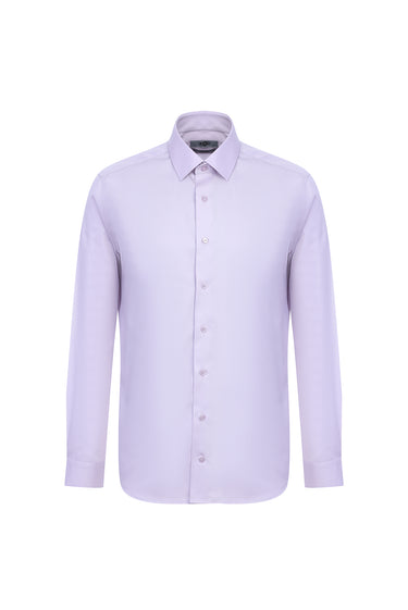 Lila Uzun Kol Slim Fit Dar Kesim Non Iron Klasik Pamuklu Gömlek