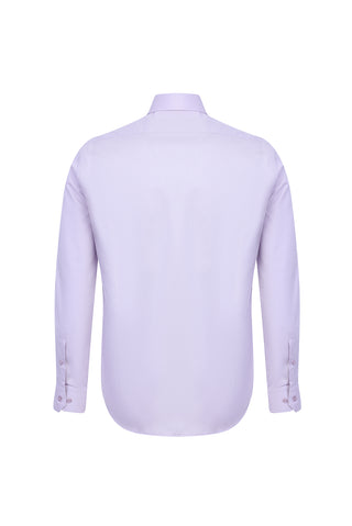 Lila Uzun Kol Slim Fit Dar Kesim Non Iron Saten Klasik Pamuklu Gömlek