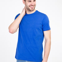 Saks Mavi Bisiklet Yaka Slim Fit Dar Kesim Tişört