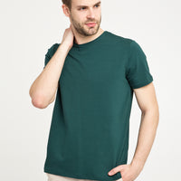Zümrüt Yeşili Bisiklet Yaka Slim Fit Dar Kesim Tişört