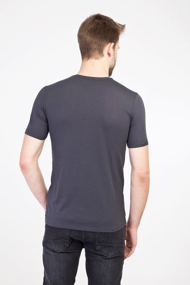 Koyu Antrasit V Yaka Slim Fit Dar Kesim Pamuk Tişört