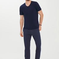 Koyu Lacivert V Yaka Slim Fit Dar Kesim Tişört