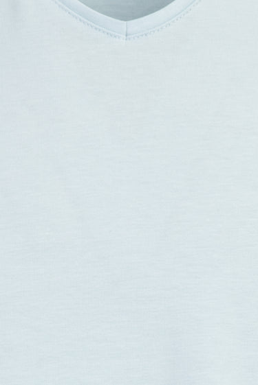 Açık Mavi V Yaka Slim Fit Dar Kesim Tişört