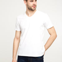 Beyaz V Yaka Slim Fit Dar Kesim Tişört
