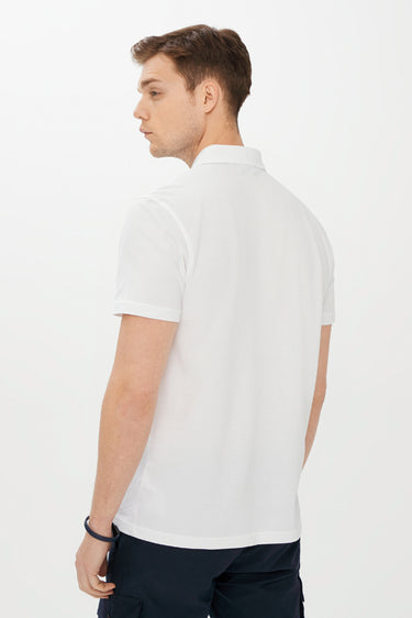 Beyaz Cepli Polo Yaka Regular Fit Pamuk Tişört