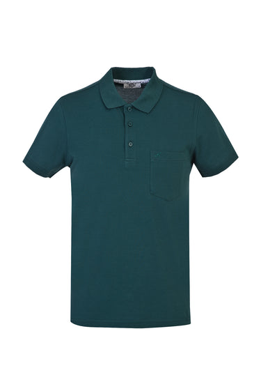 Zümrüt Yeşili Cepli Polo Yaka Regular Fit Pamuk Tişört
