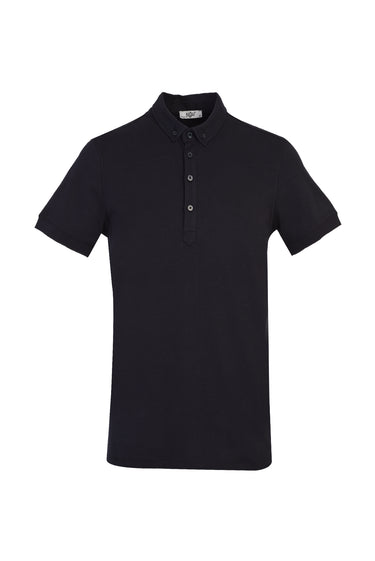 Siyah Yarım İtalyan Yaka Süprem Tişört