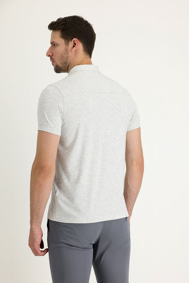 Açık Gri Melanj Yarım İtalyan Yaka Regular Fit Süprem Tişört