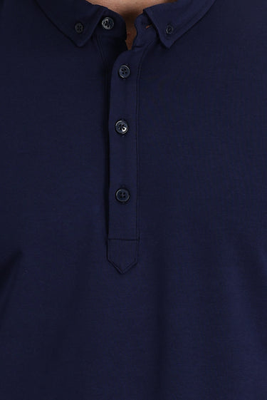 Koyu Lacivert Yarım İtalyan Yaka Regular Fit Süprem Tişört