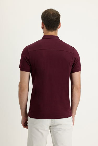 Vişne Yarım İtalyan Yaka Regular Fit Süprem Tişört