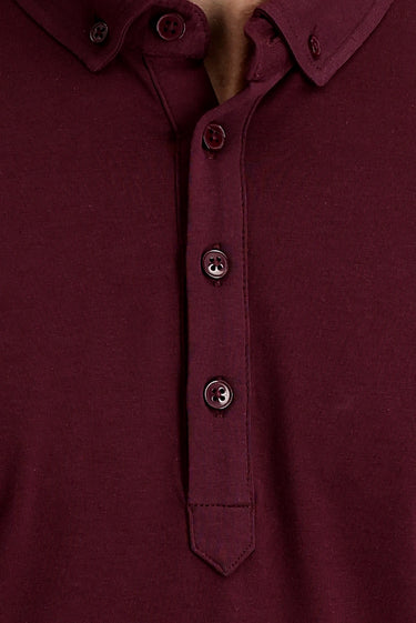 Vişne Yarım İtalyan Yaka Regular Fit Süprem Tişört