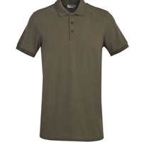 Medium Khaki Polo Collar Slim Fit Narrow Cut Cotton T-shirt
