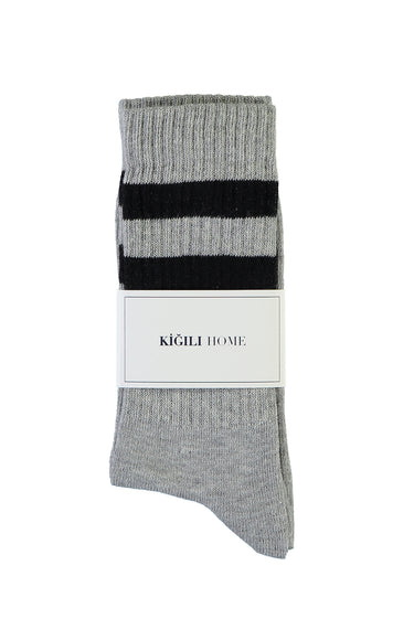 Orta Gri Melanj Spor Soket Çorap