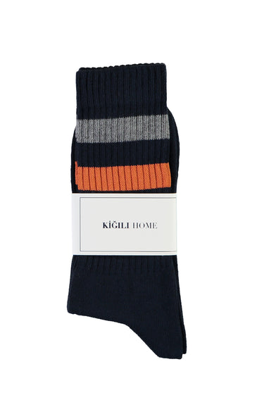 Orta Lacivert Spor Soket Çorap Pamuklu