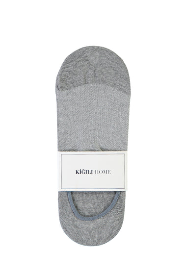 Açık Gri Melanj Pamuklu Loafer Çorap
