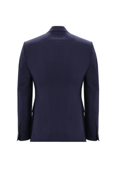 Koyu Lacivert Slim Fit Dar Kesim Yünlü Takım Elbise