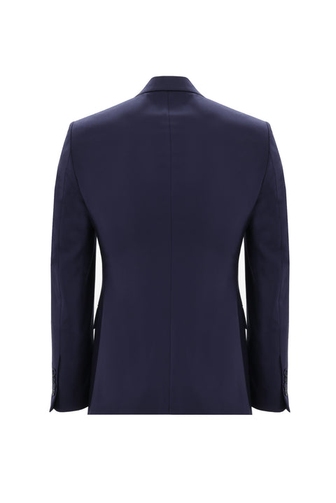 Koyu Lacivert 7 Drop Slim Fit Dar Kesim Yünlü Takım Elbise
