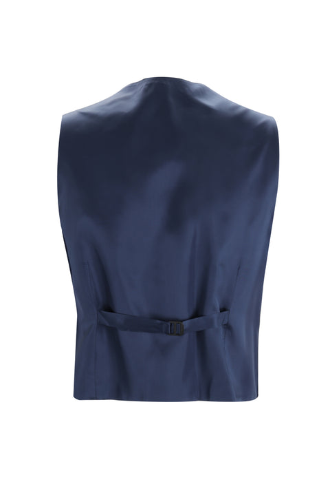 Koyu Lacivert 7 Drop Slim Fit Dar Kesim Yelekli Takım Elbise