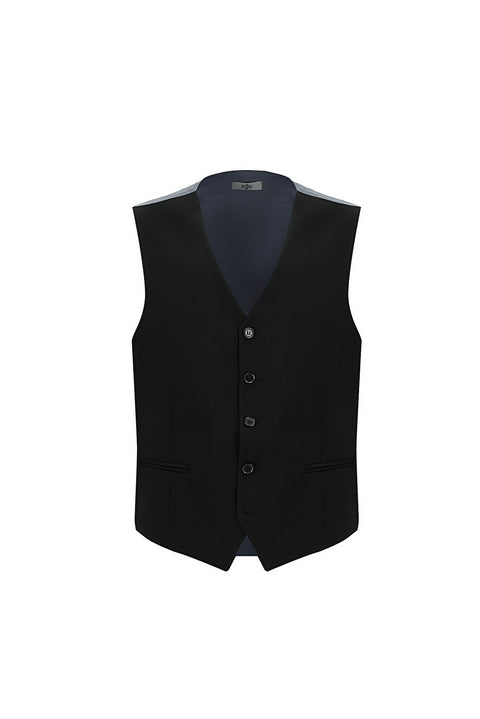 Siyah 7 Drop Slim Fit Dar Kesim Yelekli Takım Elbise
