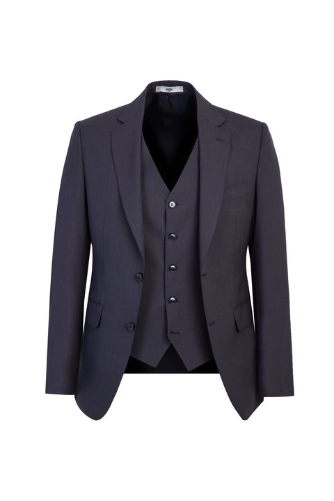 Dark Gray 7 Drop Slim Fit Narrow Cut Wool Vest Suit