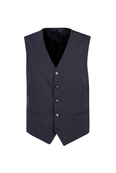 Koyu Füme Slim Fit Dar Kesim Yünlü Yelekli Takım Elbise