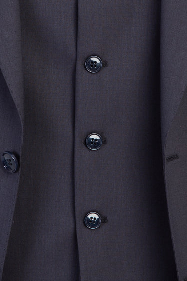 Koyu Füme Slim Fit Dar Kesim Yünlü Yelekli Takım Elbise
