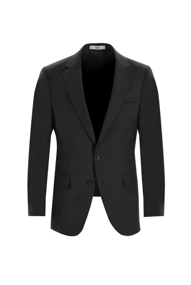 Siyah Slim Fit Dar Kesim Yünlü Klasik Takım Elbise