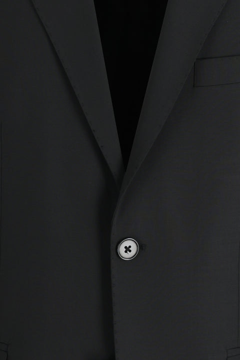 Siyah 4 Drop Relaxed Fit Rahat Kesim Yünlü Takım Elbise