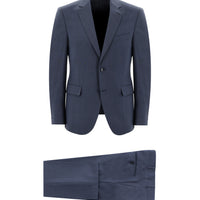 Orta Lacivert 7 Drop Slim Fit Dar Kesim Yünlü Takım Elbise