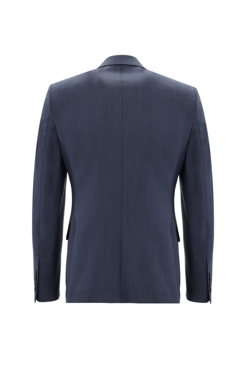Orta Lacivert 7 Drop Slim Fit Dar Kesim Yünlü Takım Elbise